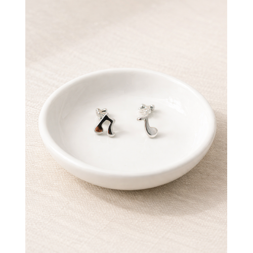 Musical Note Stud Earrings - Silver