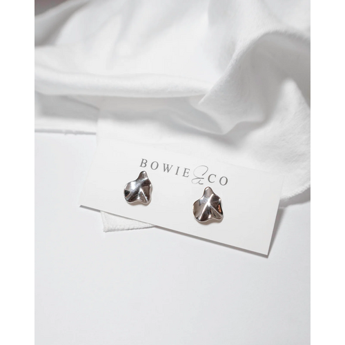 Organic Stud Earrings - Silver