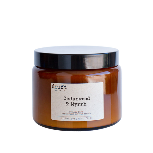 Cedarwood & Myrrh - Extra Large Amber Candle 