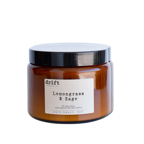 Lemongrass & Sage - Extra Large Amber Candle