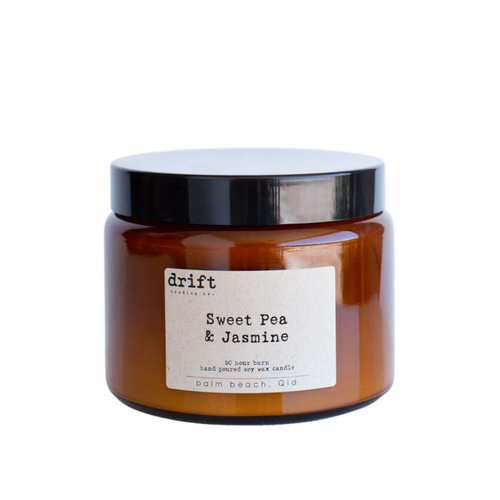 Sweet Pea & Jasmine - Extra Large Amber Candle 